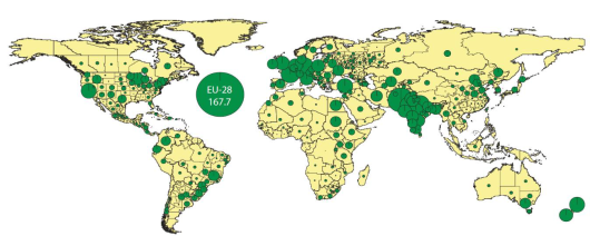 Regionale melkproductie in de wereld