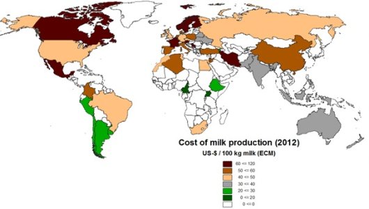 Kosten melkproductie verschillen aanzienlijk wereldwijd Kosten melkproductie verschillen aanzienlijk wereldwijd